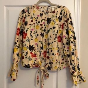 H&M Floral Blouse - Cream with Multicolor Flowers